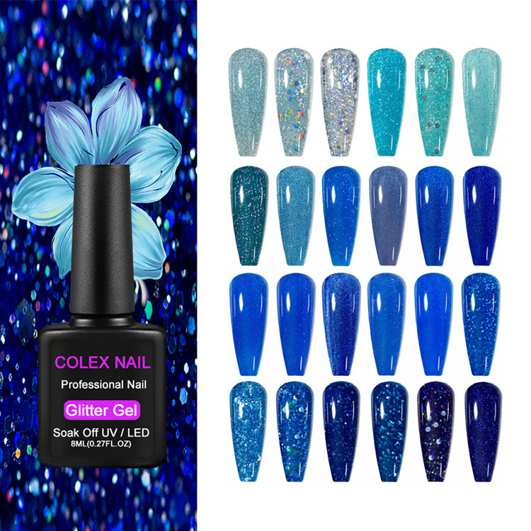 8ml modri bleščic gel lak