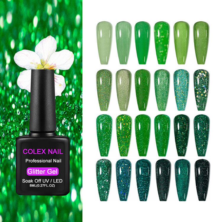 8ml zeleni bleščic gel lak