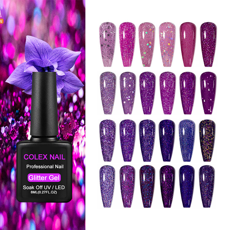8ml vijolični bleščic gel lak