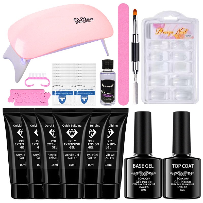 Poly Extension Gel Nail Kit z mini lučko za nohte